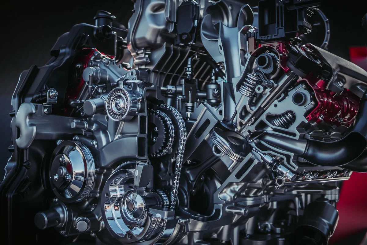 Motor close-up tijdens APK